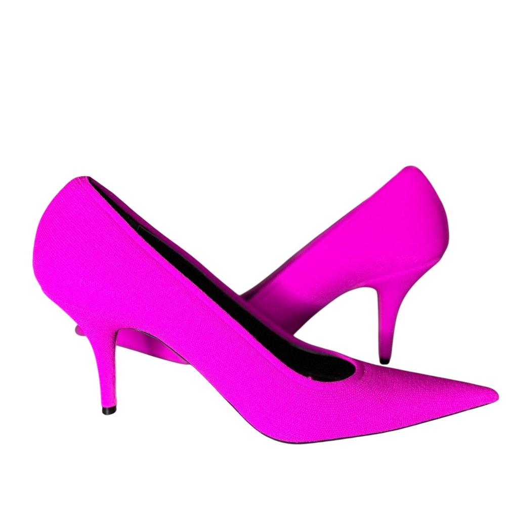 Balenciaga Hot Pink Knife‎ Logo Pointed Toe Pumps EU 39/US 8.5 - Picture 5 of 11